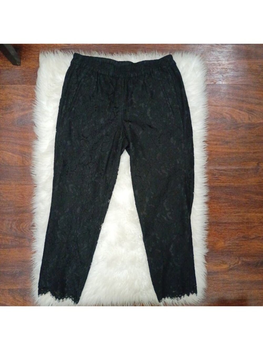 J.Crew Womens Black Lace Crop Pants Size 6 Whimsy Slim Fit - Picture 5 of 14